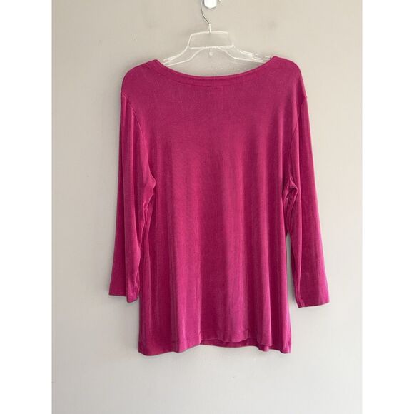 Chicos Travelers Slinky Top Sz 3 16/18 Pink Tunic Stretch Knit 3/4 Sleeve Classy - Picture 8 of 16